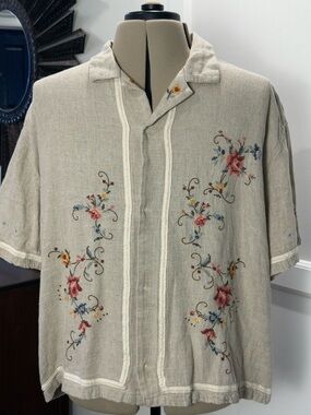 Abercrombie & Fitch Floral Print Linen Blend Shirt